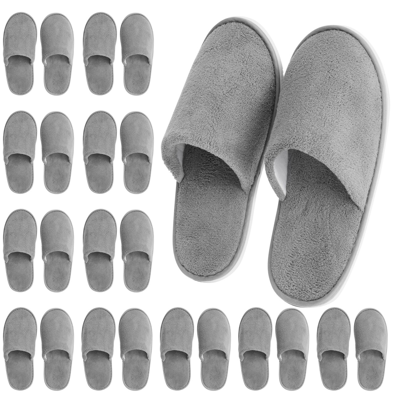 12 Pairs Disposable Slippers for Guests, Bulk Pack for Hotel, Spa, Shoeless Home, Gray (US Men Size 11, Women 12)